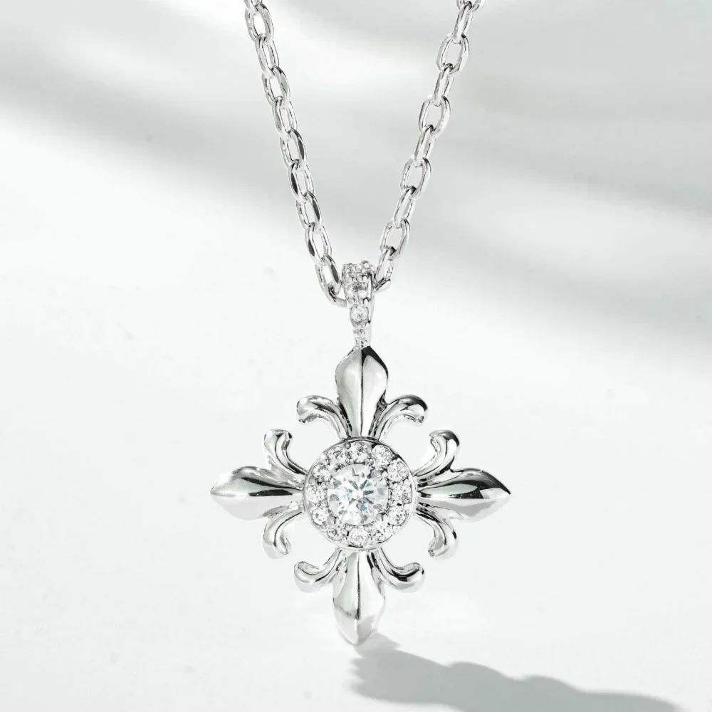 Cross necklace, suitable for both men and women. Classic original packaging. Simple and exquisite iris flower necklace.