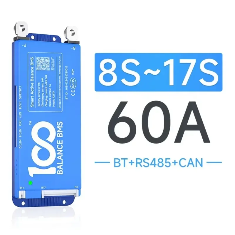 4-24S Li-ion LiFePo4 Battery 12V-84V 60A 100A 200A 100balance Smart BMS with Bluetooth CAN RS485 Active Balance