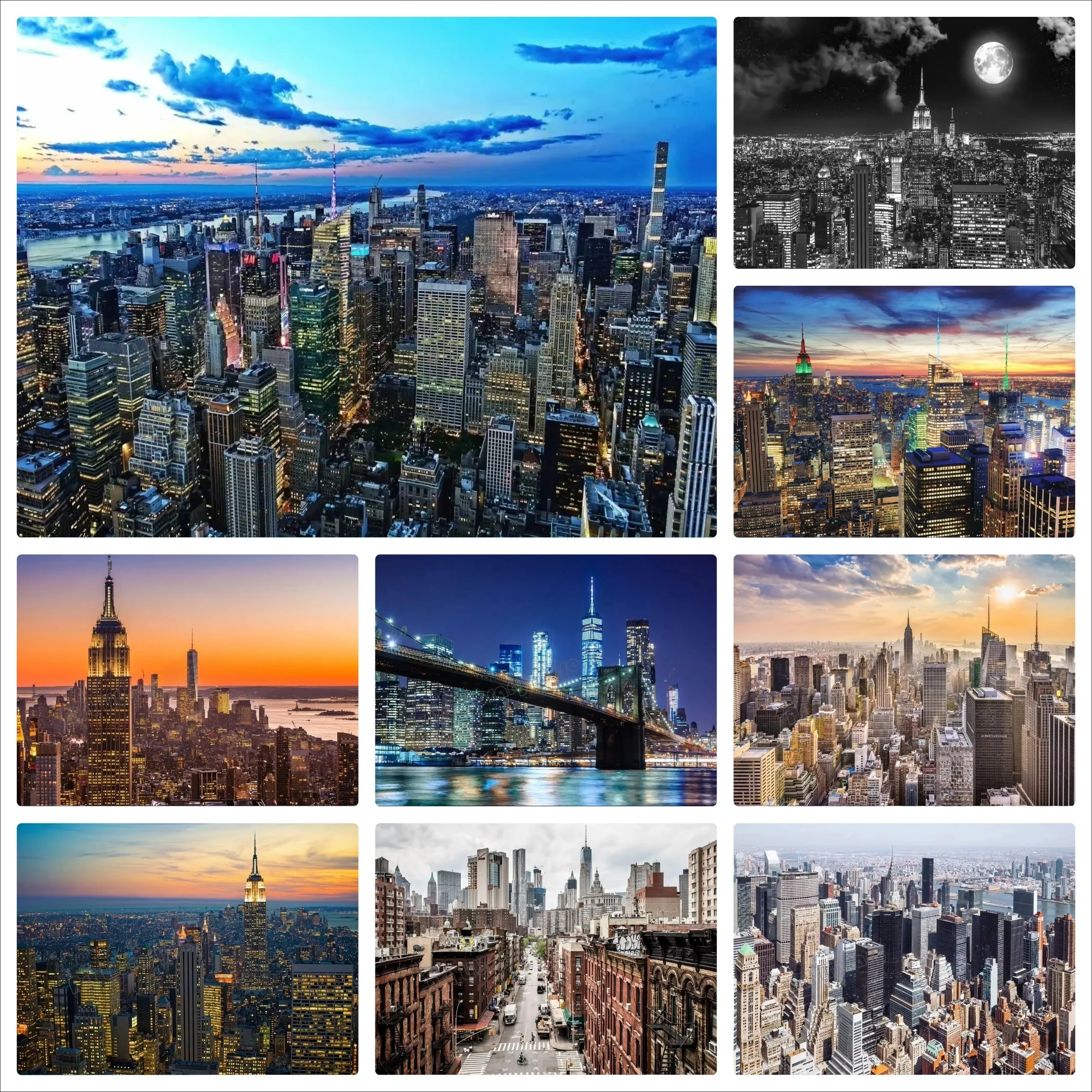 Art And Craft New York - 5D DIYダイヤモンドペインティングキット ニューヨークの夜景 ネオンアート フルドリル ラインストーンモザイク