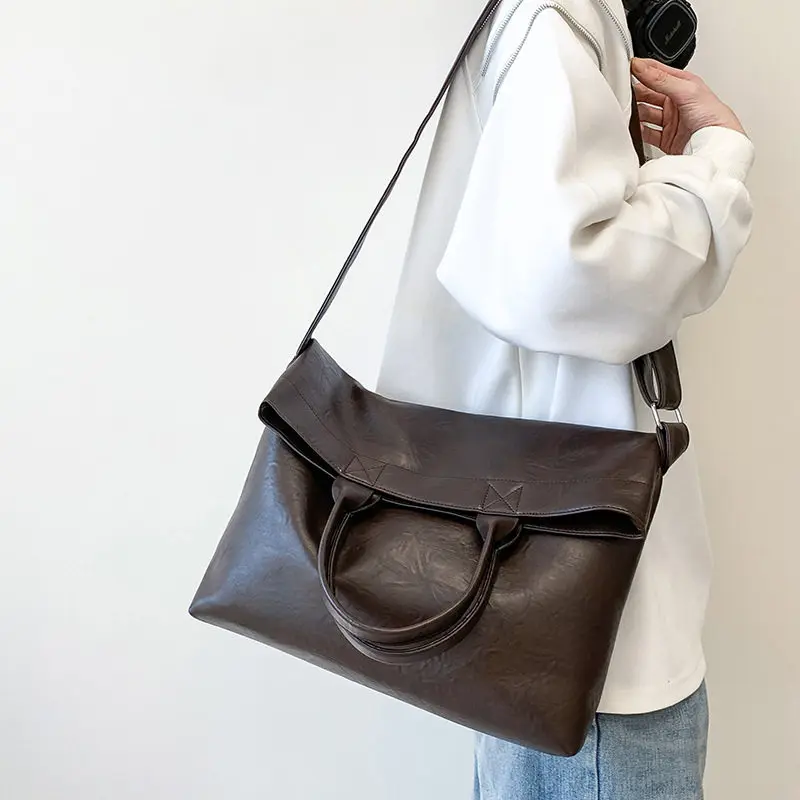 Designer Style Men's Commuting File Bag Hand-Held Briefcase Multifunctional Large Capacity Versatile Tote Bag Crossbody Bag