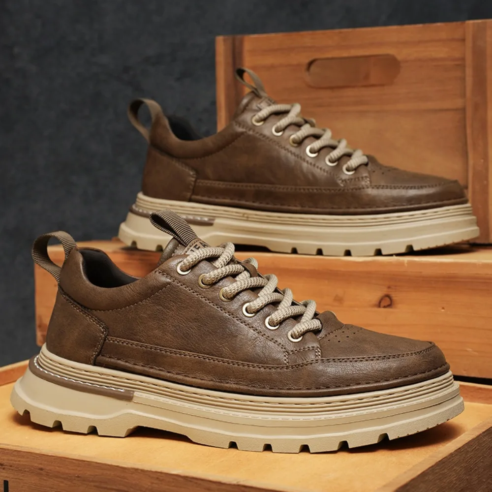 

Spring Business Casual Leather Shoes Men's Invisible Heightening 10cm Thick Bottom Black Board Shoes Trendy Rubber Sole