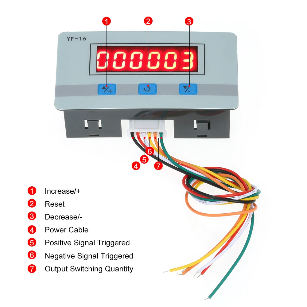 Mini LED Digital Counter Module 1-999999 Counts DC/AC5V~24V Electronic Totalizer with NPN PNP Signal Output for Electronic Proje