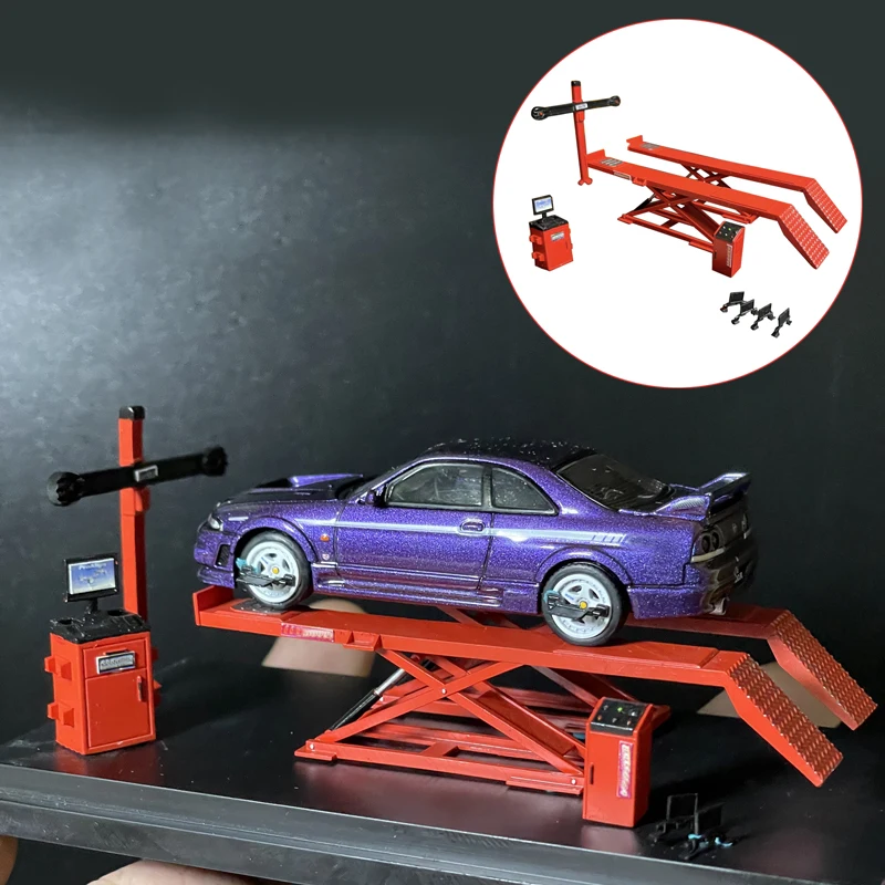 

1Set 3D Printed Four-Wheel Alignment Auto Repair Tool Model Miniature Lifting Machine for 1/64 Scale Simulated Scene Display