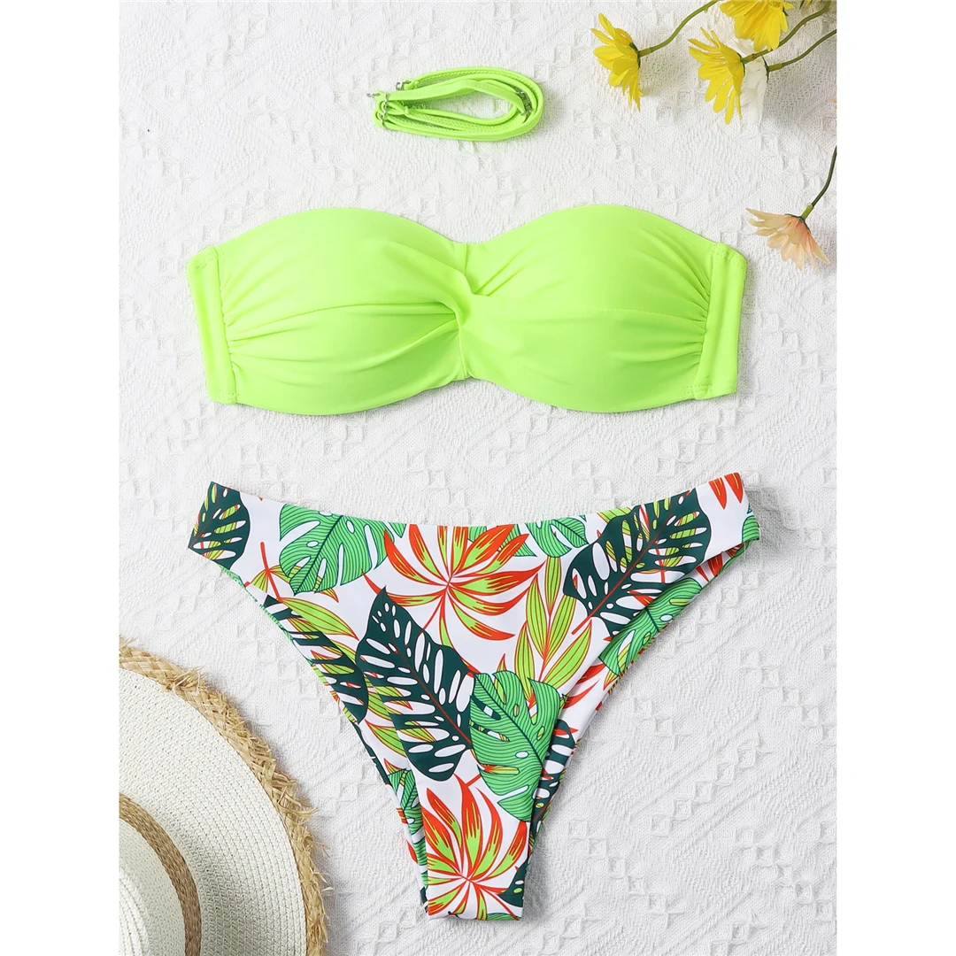 Bikini mit Blumenmuster, Push-up-Badeanzug, Damen-Badebekleidung, zweiteiliges Bikini-Set mit BH-Einlagen, Badeanzug, Badebekleidung, Modell V6296. – Detail 37