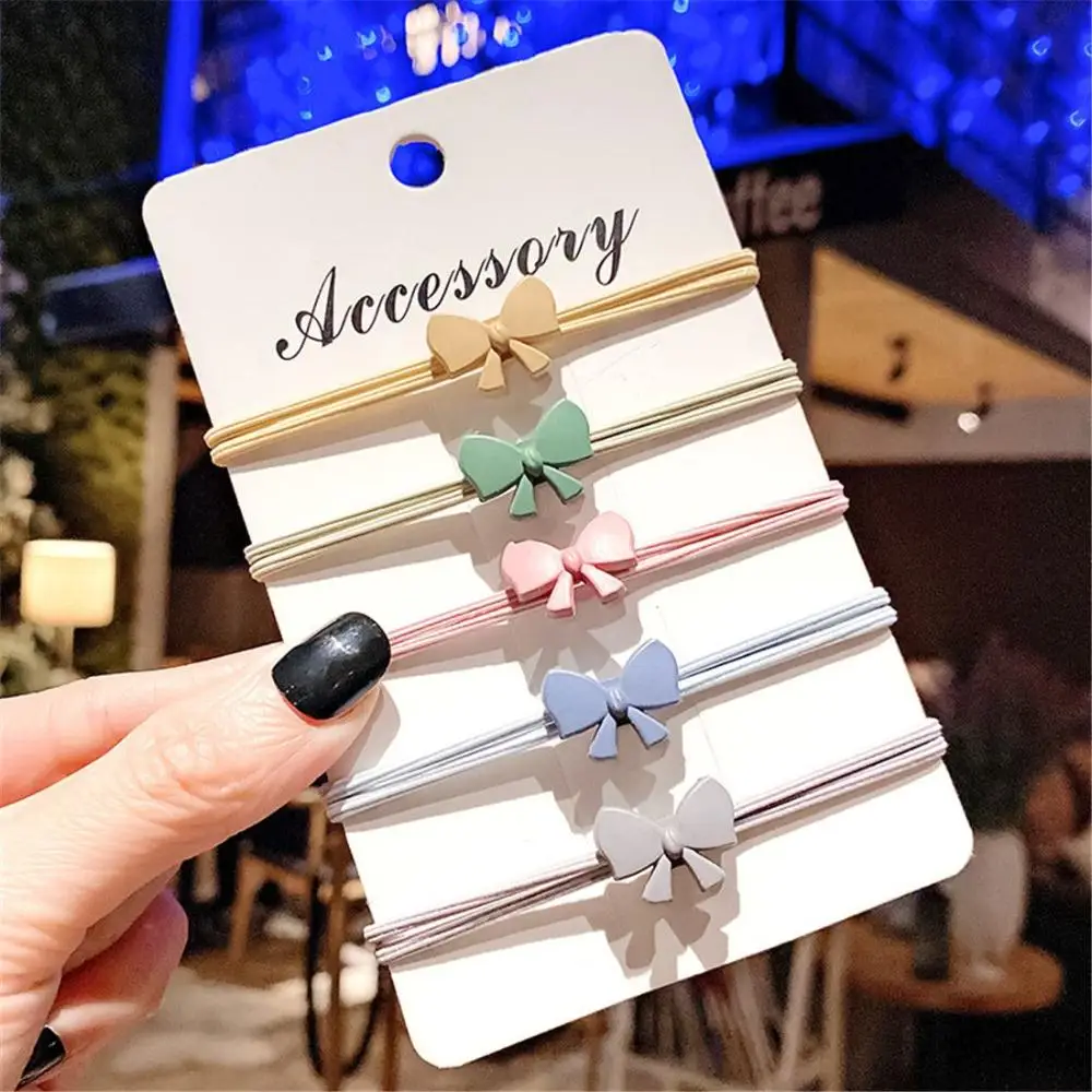 Cute Women Random Color Bow Hair Ring High Elastic Hair Tie Rope