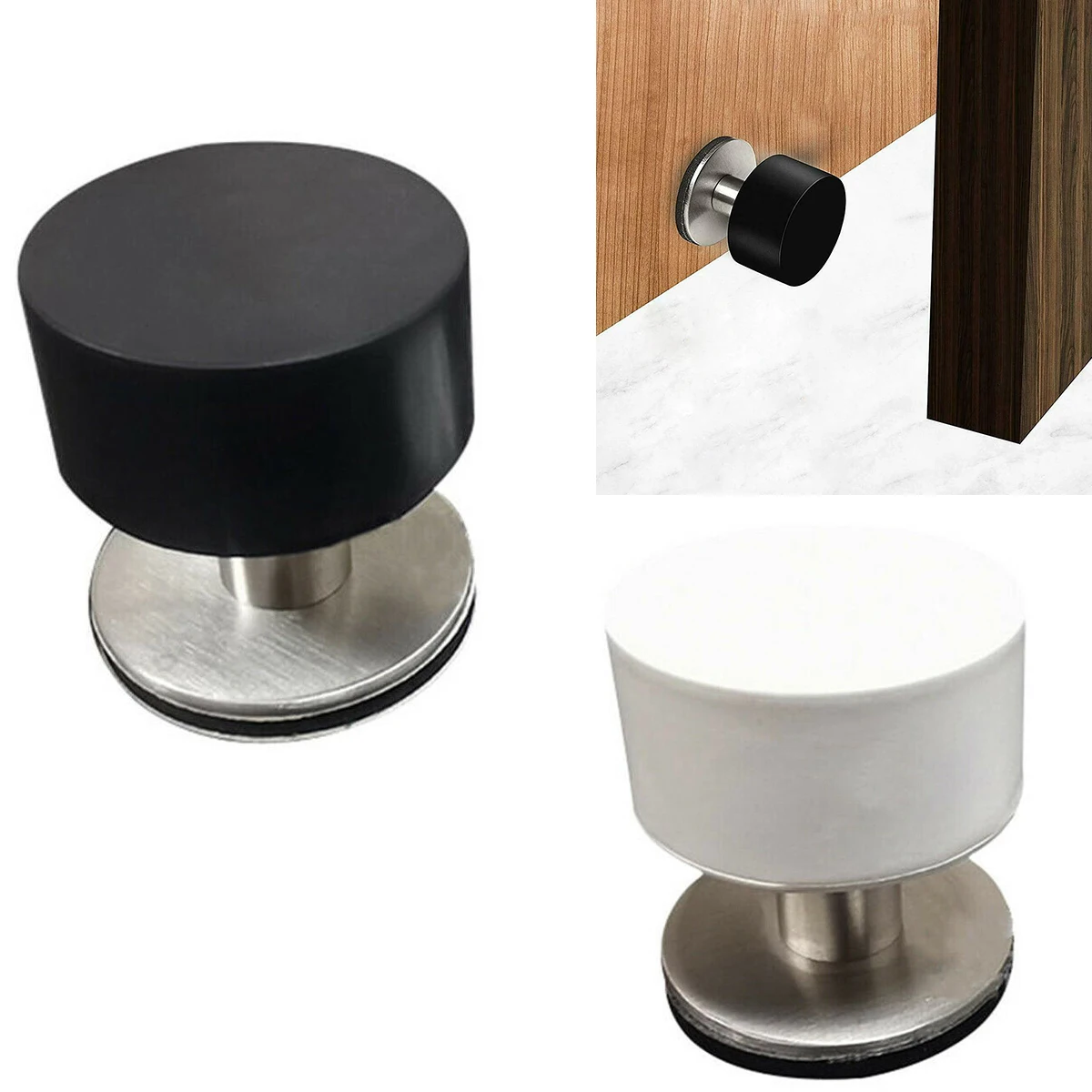 

304 Stainless Steel Rubber Door Stop Non Punch Door Stopper Floor Wall Mounted Nail-free Door Hardware Accessory