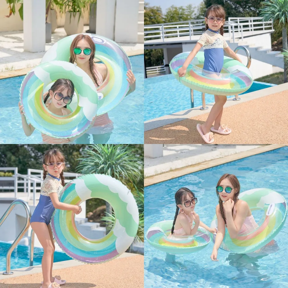 

Rainbow Swimming Circle Inflatable PVC Rubber Ring for Swimming Pool Kids Adult Pool Float Seat Summer Beach Party Toys