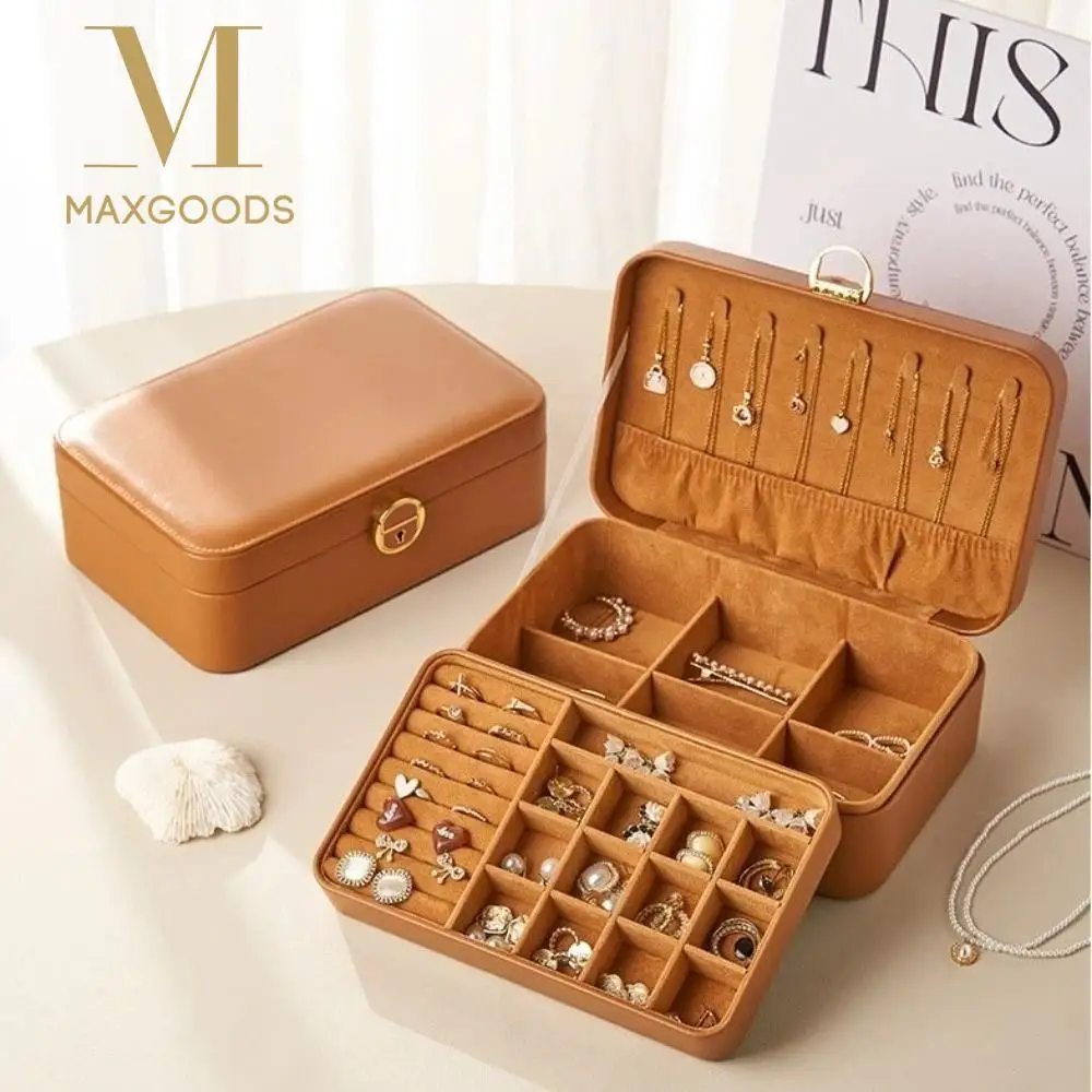 

Коробка для хранения ювелирных изделий из искусственной кожи, двухслойная водонепроницаемая витрина для ювелирных изделий, большой вместительный пылезащитный чехол для хранения ювелирных изделий