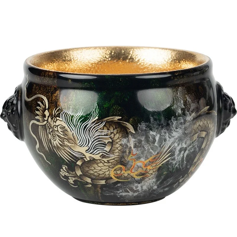 Intangible Cultural Heritage tea set, hand-painted, Jianzhan cup, handicraft lacquerware accompaniment