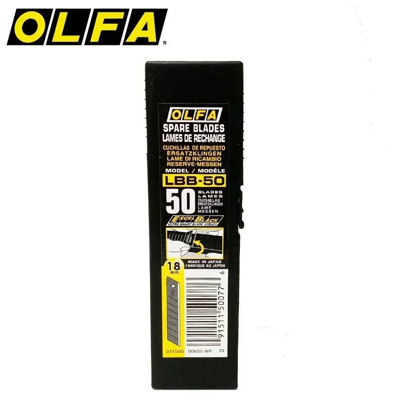 

OLFA LBB-50 Spare Blades 18mm Excel Black Blade 50pcs Heavy-Duty Replacement Blade Utility Knife Accessories for L5/NL-AL Cutter