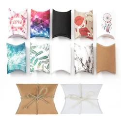 10pcs Carton Pillow Favor Box Gift Candy Sweets Treat Card Holders Small Business Packaging Supplies Birthday Party Decorations