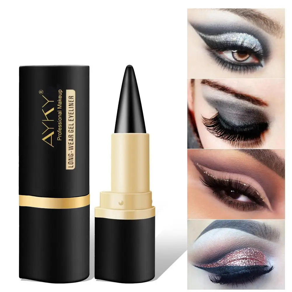 1 pz tubo nero rossetto-style Eyeliner nero duraturo naturale impermeabile crema Liner Eye penna portatile I4D7