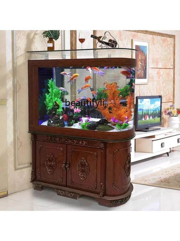 Fish Tank Living Room Floor Home Ecological Change Water Bottom Filter Medium Glass Partition Screens Fish Tank