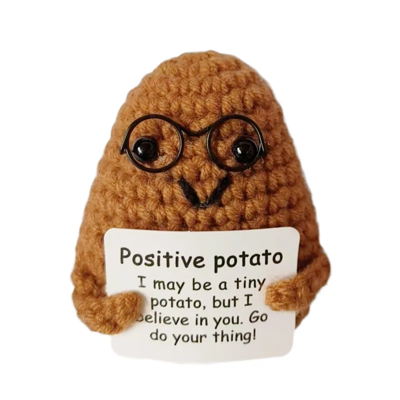 Muñecas tejidas a mano con patata de energía positiva, muñeca tejida con bolsillo para abrazo, tarjeta positiva, adorno de escritorio, regalo, decoración motivacional para habitación