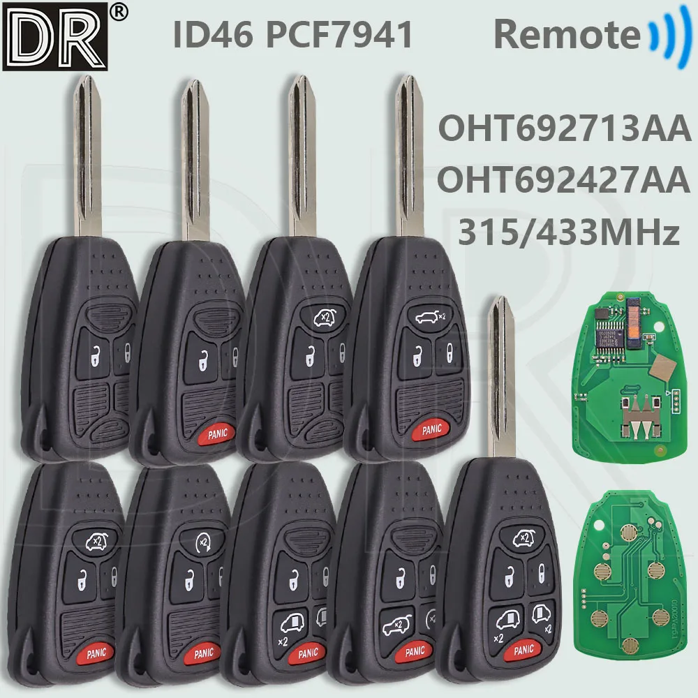 

DR M3N5WY72XX ID46 PCF7941 315/433MHz Car Remote Key For Jeep Grand Cherokee Dodge Chrysler Town Country Cruiser Sebring