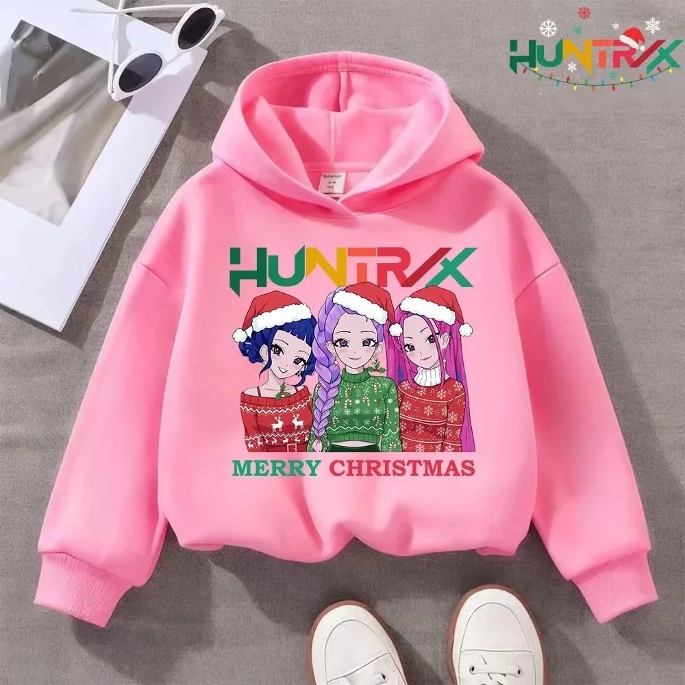 KPop شيطان الصيادين Y2K الرسوم المتحركة Harajuku صبي فتاة هوديس حفلة عيد الميلاد الأطفال طويلة الأكمام الخريف الشتاء البلوز الملابس #1