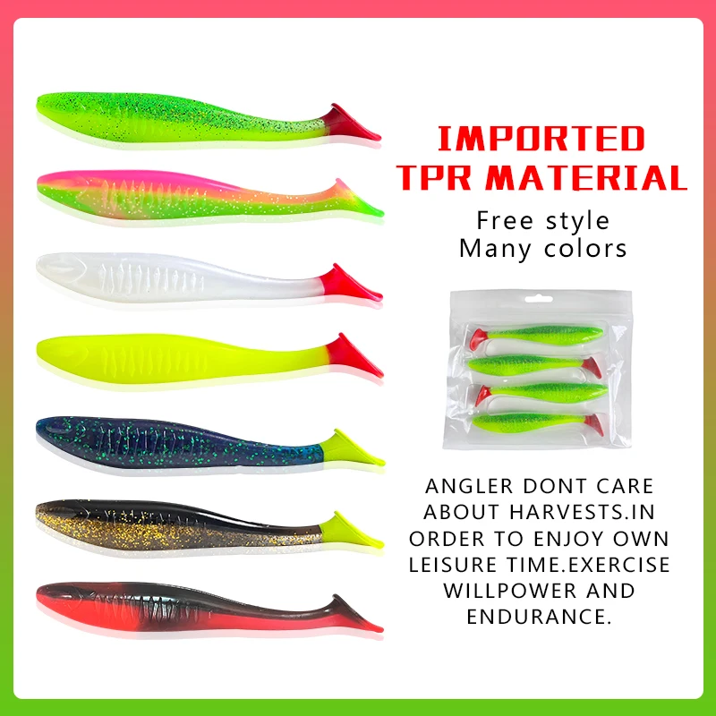 4 Stück weiche Angelköder mit 2 Liple-Haken, einzigartige vibrierende Schwimmaction, gut gefertigte Angelköder für Barsch, Forelle, Crappie Walleye – Detail 2