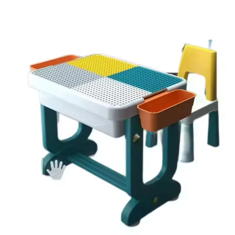 Hot-selling plastic building block table modern multi-functional children's table and chair set suitable for school
