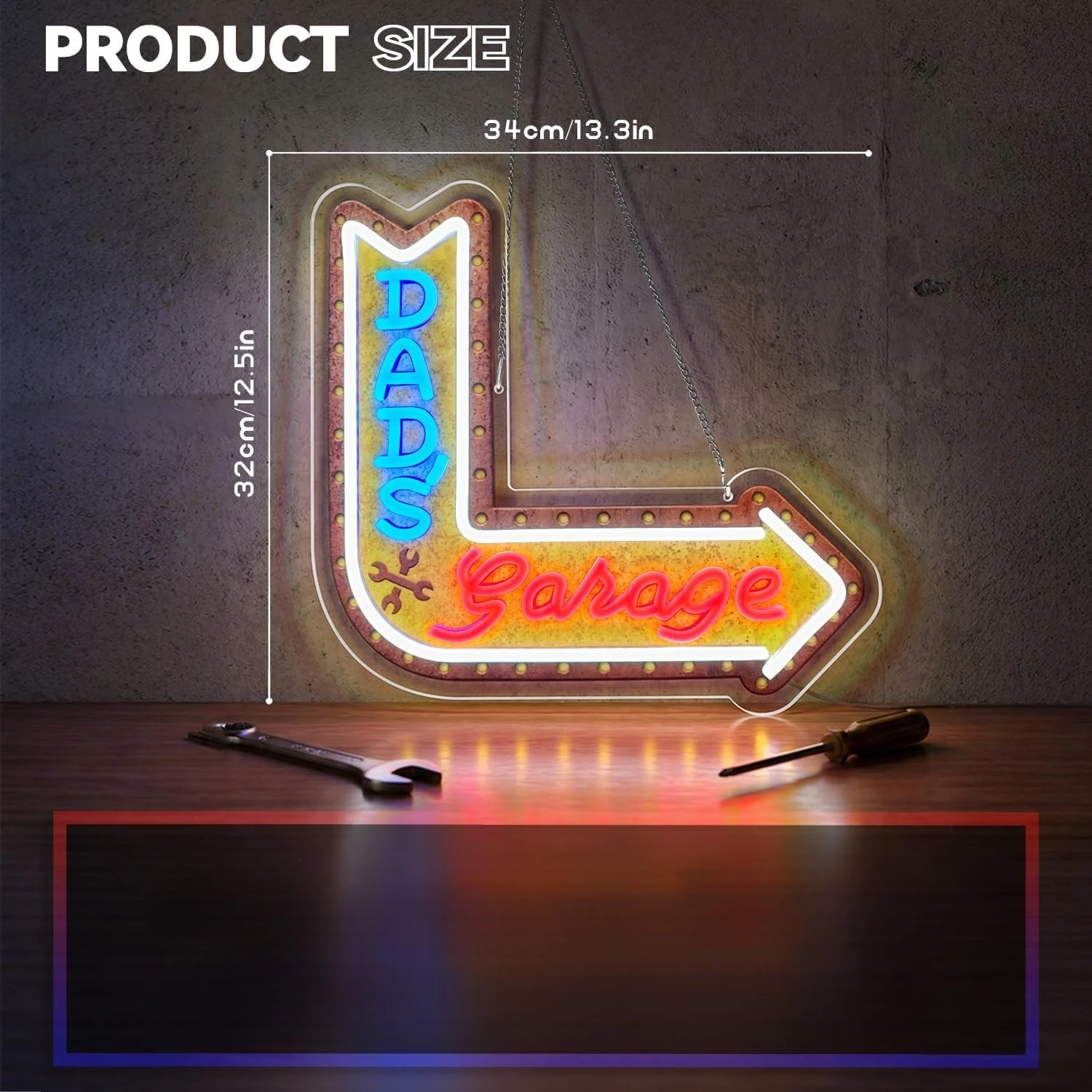 Dad's Garage Neon Sign Art Wall Lights USB LED Lights for Auto Repair Shop Workshop Decorations Perfect Gifts for Father