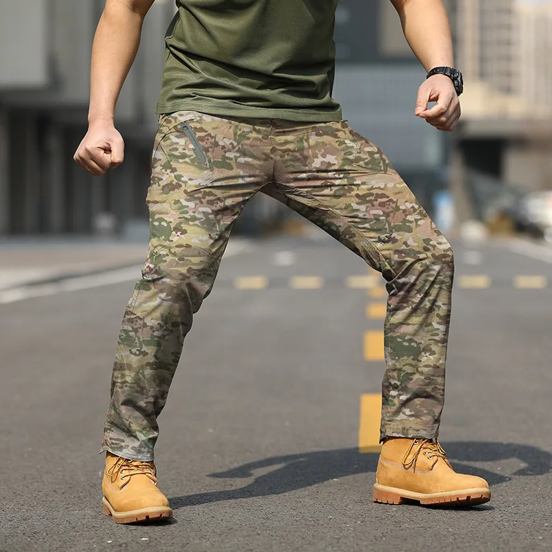 

Man Military Tactical Cargo Pants Safari Work Long Trousers Multi-pocket Waterproof Hiking Fishing Sprots Outdoor Overalls