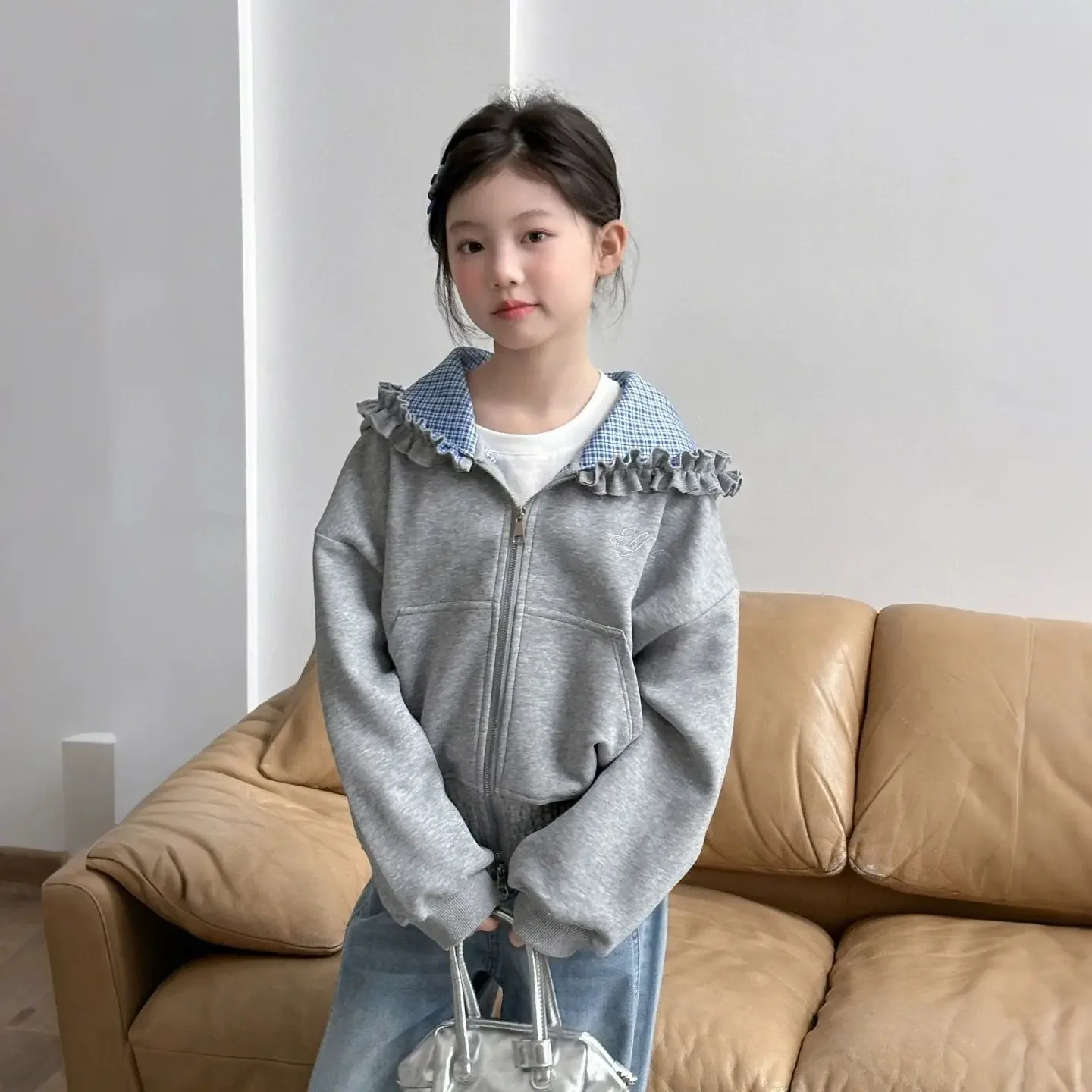 2026 Girls Spring Hooded Jacket Kids Cardigan Sweatshirt Fashion Children Tops
