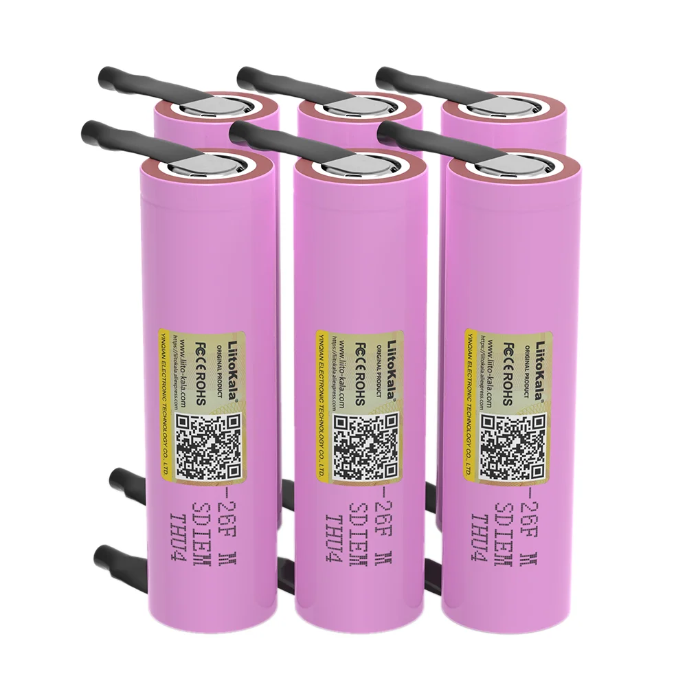 LiitoKala 3.7V 2600mAh 18650 Battery ICR18650 26FM Lithium Lon Battery Replacement External Battery