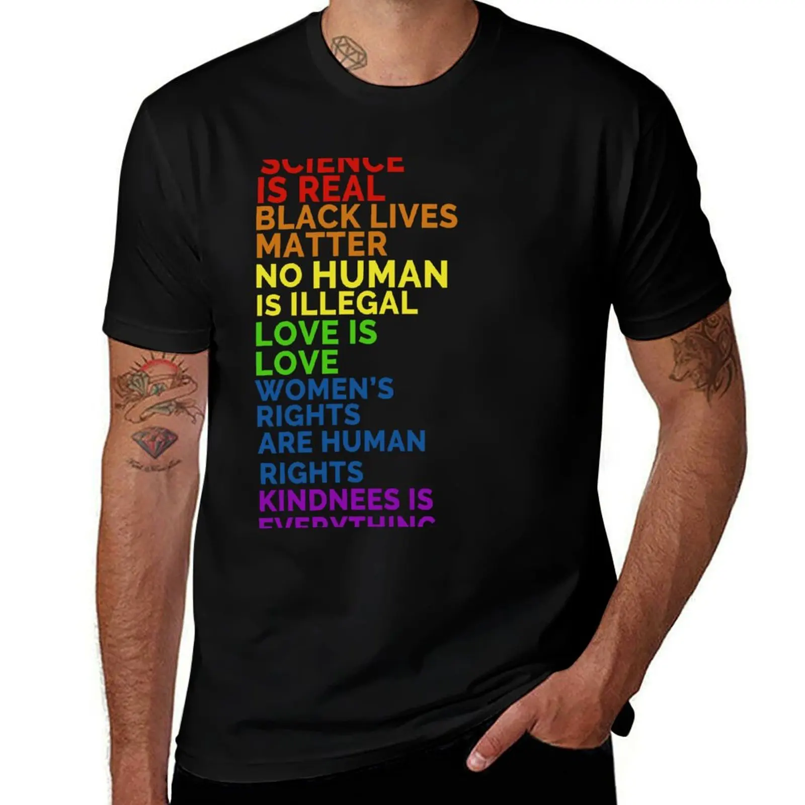 Distressed Science Is Real Black Lives Matter LGBT Pride T-Shirt Big Size Daily Wear T-Shirt