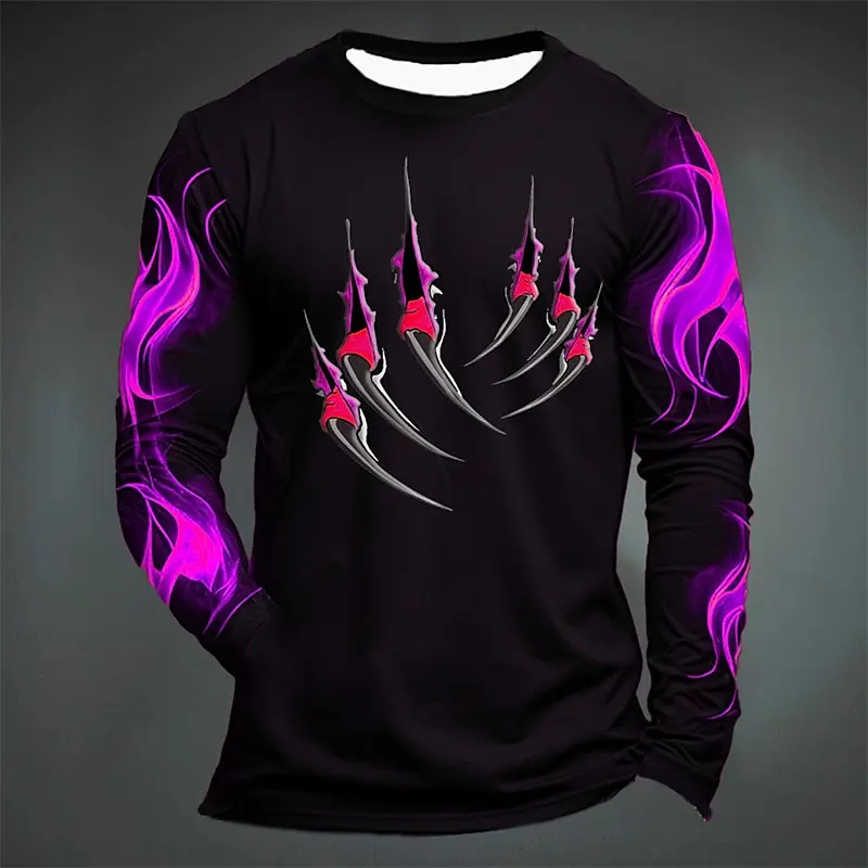 Funny Tiger Print T Shirt For Men Casual O-neck Long Sleeve T-shirts Fashion Comfortable Pullover Autumn Loose Tops y2k Clothes - view 6