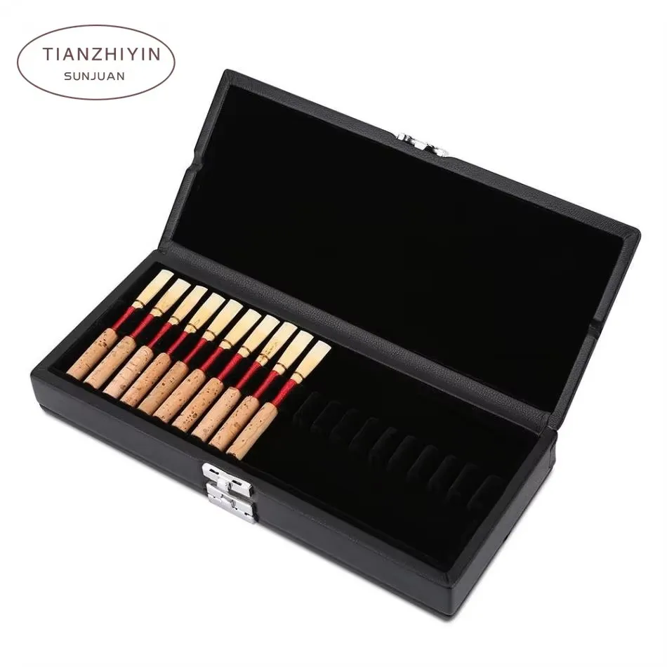 Wooden & PU Leather 2-Layer Oboe Reed Case Holds 40 Reeds Portable Protective Storage Holder for Musicians