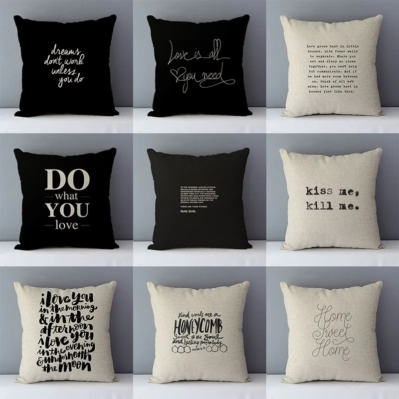 Quality home decorative cushion cover 45x45cm cozy couch pillow covers pillowcase DO what you love printed creative phrase QXD5