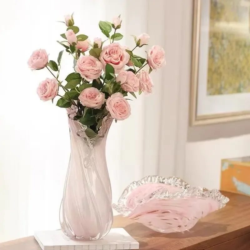 Modern Clear Glass Vase for Home Decor Elegant Table Centerpiece Flower Arrangement Container Living Room Office Decoration