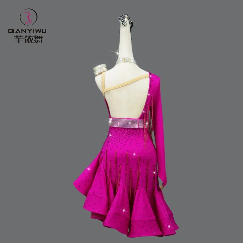 Vestido de Baile Latino 2026, Falda para Baile de Salón, Traje con Flecos para Fiesta de Graduación, Ropa de Práctica de Samba para Mujer, Disfraz Sexy para Competencia  flecos flamenco niña con bailar fiesta cortos co