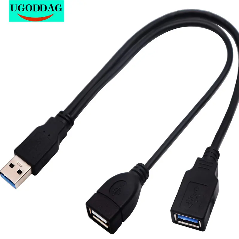 30 سنتيمتر USB 3.0 A Y الفاصل كابل USB 3.0 A ذكر إلى المزدوج USB 3.0 A أنثى USB 2.0 A أنثى الطاقة الإضافية شحن نقل البيانات المزدوجة