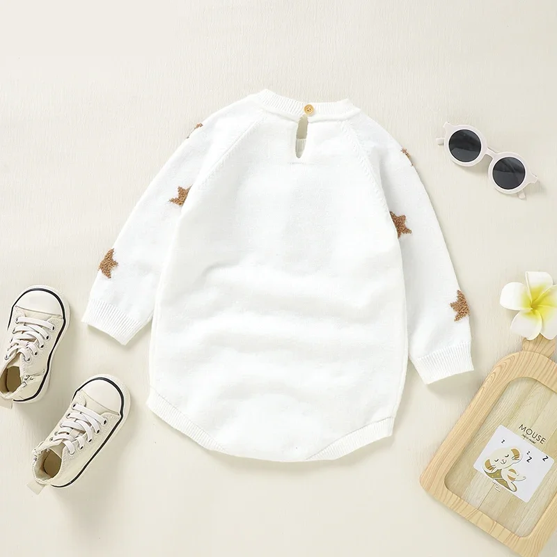 Newborn Baby Bodysuit Knitted Autumn Infant Girl Jumpsuit Long Sleeve Children Clothing Fashion Cute Star 0-18M Overalls Rompers