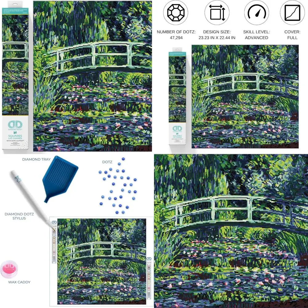 

Adults Relaxing Creative Craft Kit: Japanese Bridge and Water Lilies Diamond Art Kits for Stress Relief and Artistic Expression