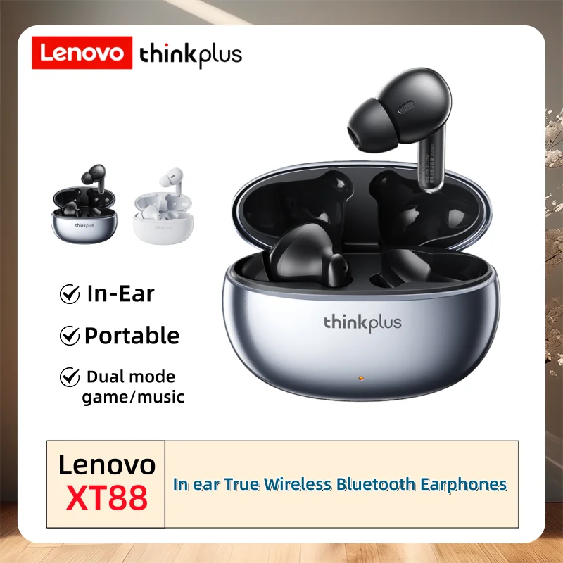 Original Lenovo XT88 TWS In-Ear-HiFi-Stereo-Kopfhörer, kabelloses Bluetooth-Headset, Gaming-Ohrhörer mit geringer Latenz, lange Akkulaufzeit