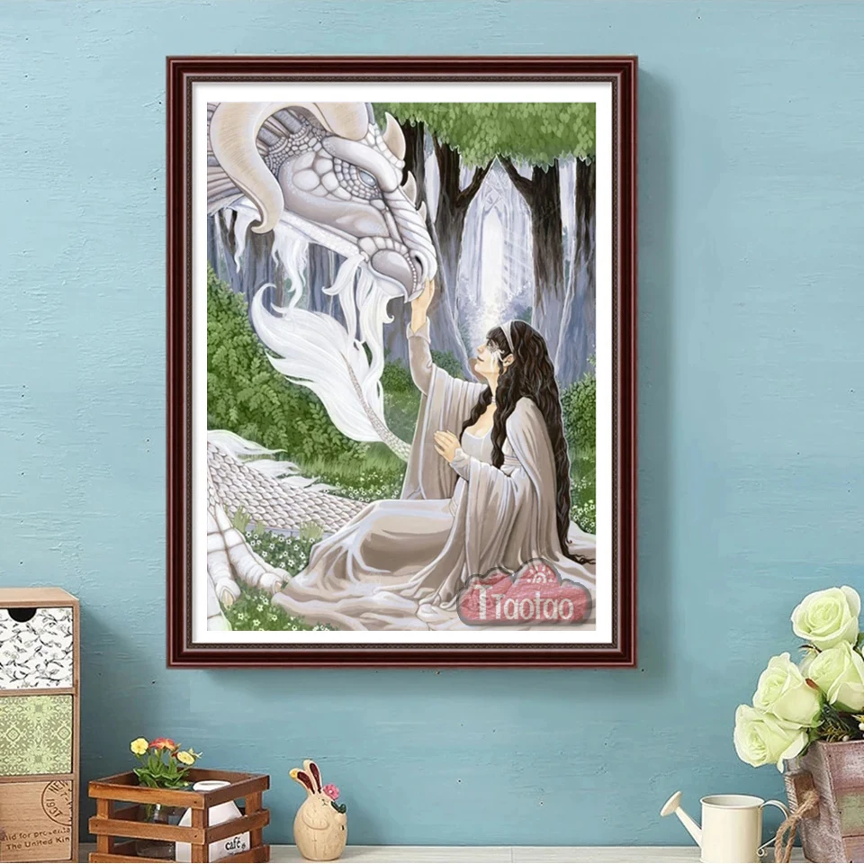 5D DIY Cartoon Diamond Painting Forest Fairy Cross Stitch DIY Flying Dragon Full Square Round Mosaic Animal Bead Embroidery Gift