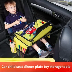 Seggiolino per auto vassoio da pranzo tavolo portaoggetti per giocattoli vassoio per sedia di sicurezza per bambini per auto tavolo impermeabile multifunzionale poggiatesta per dormire per bambini