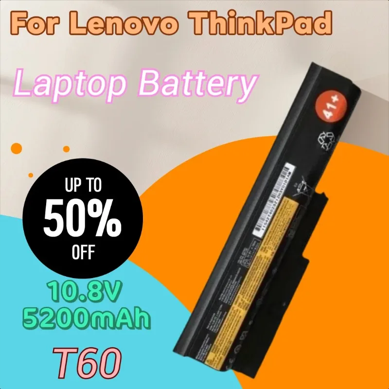 

Brand New T60 High Capacity Laptop Battery 10.8V 5200mAh for Lenovo ThinkPad T61 T61p R500 W500,42T5233 92P1137 92P1139 92P1141
