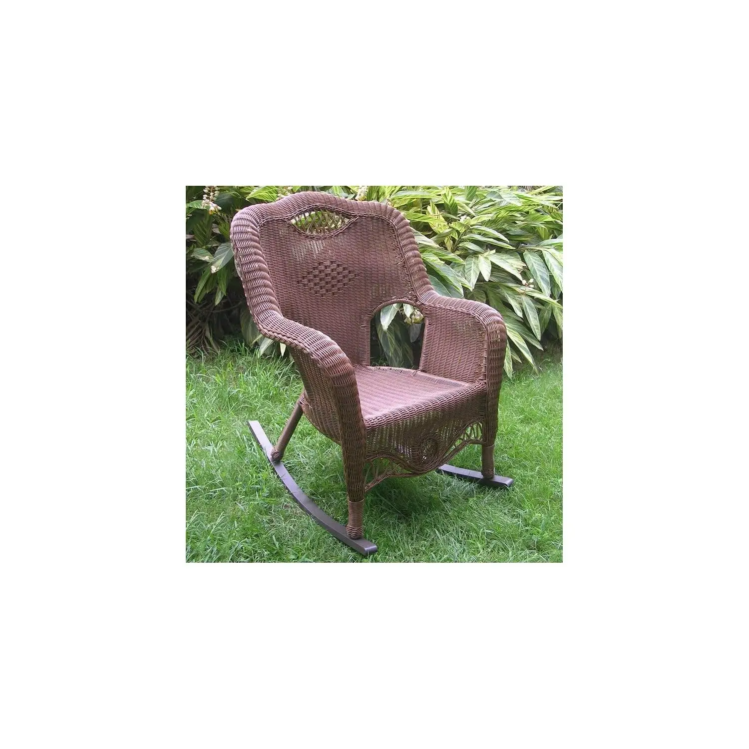 Resin Wicker Indoor Outdoor Rocker Chair Patio Porch Garden Furniture, Customized