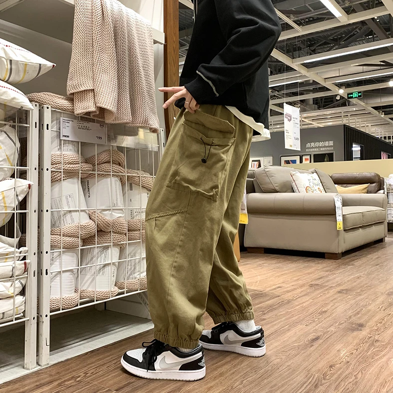 Mais tamanho japonês streetwear calças de carga oversize roupas masculinas harajuku casual joggers coreano hip hop baggy calças masculinas