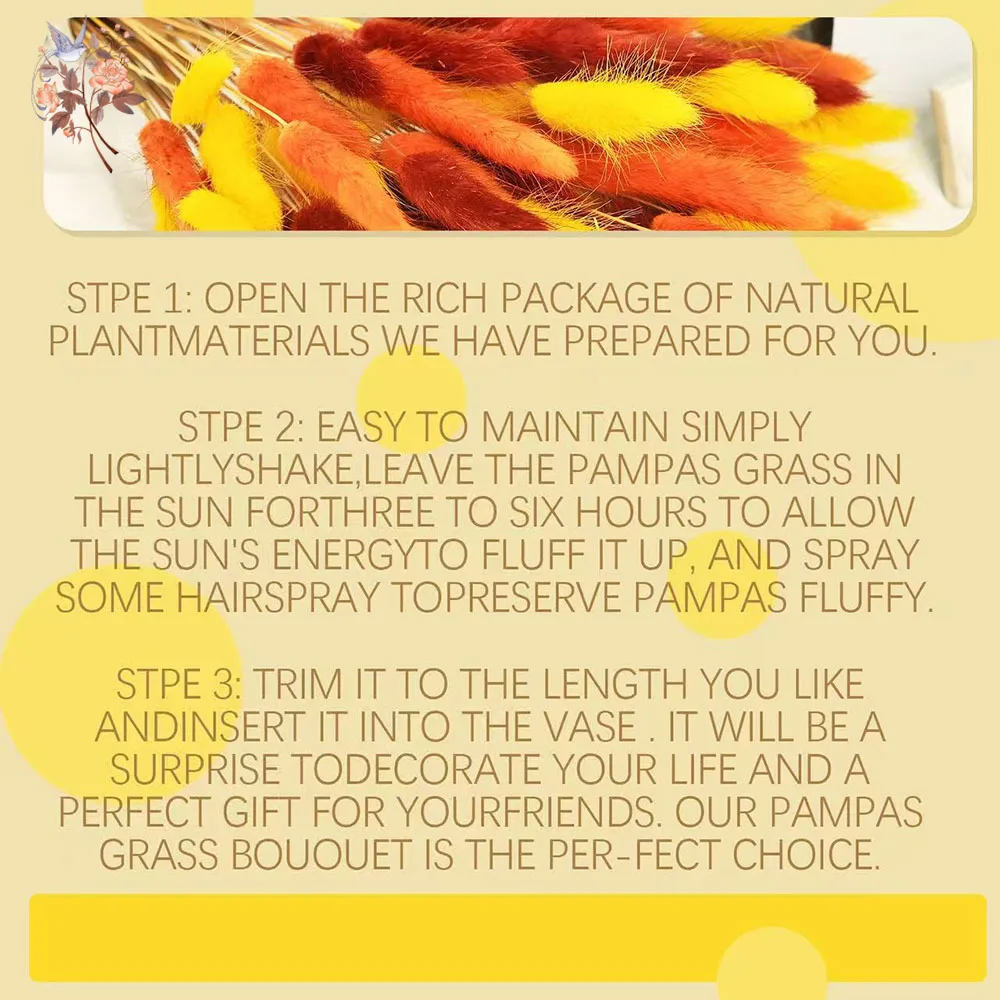 90 Stems Colorful Rabbit Tail Grass Natural Dried Flower Home Vase Decor for DIY Craft Lagurus Ovatus Plants Wedding Arrangement - Image 6