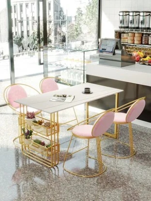 

Nordic dining table slate marble table reception negotiation table milk tea shop dining table and chairs