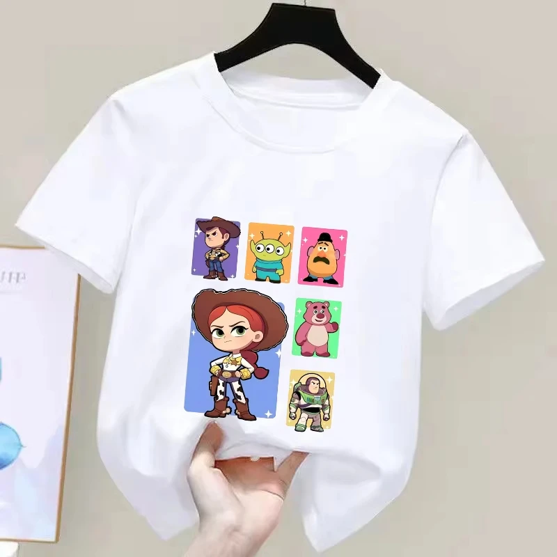 

2025 Disney Summer NewToy Story T-Shirts for Boys Girls Kawaii Hot Street Sports Soft O-Neck Tops Embracing The Hip-Hop Culture