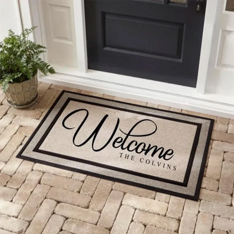 

Custom Family Last Name Text Logo Doormat Personalized Welcome Doormat Entrance Gift Cute Wedding Present Funny New Home Mat