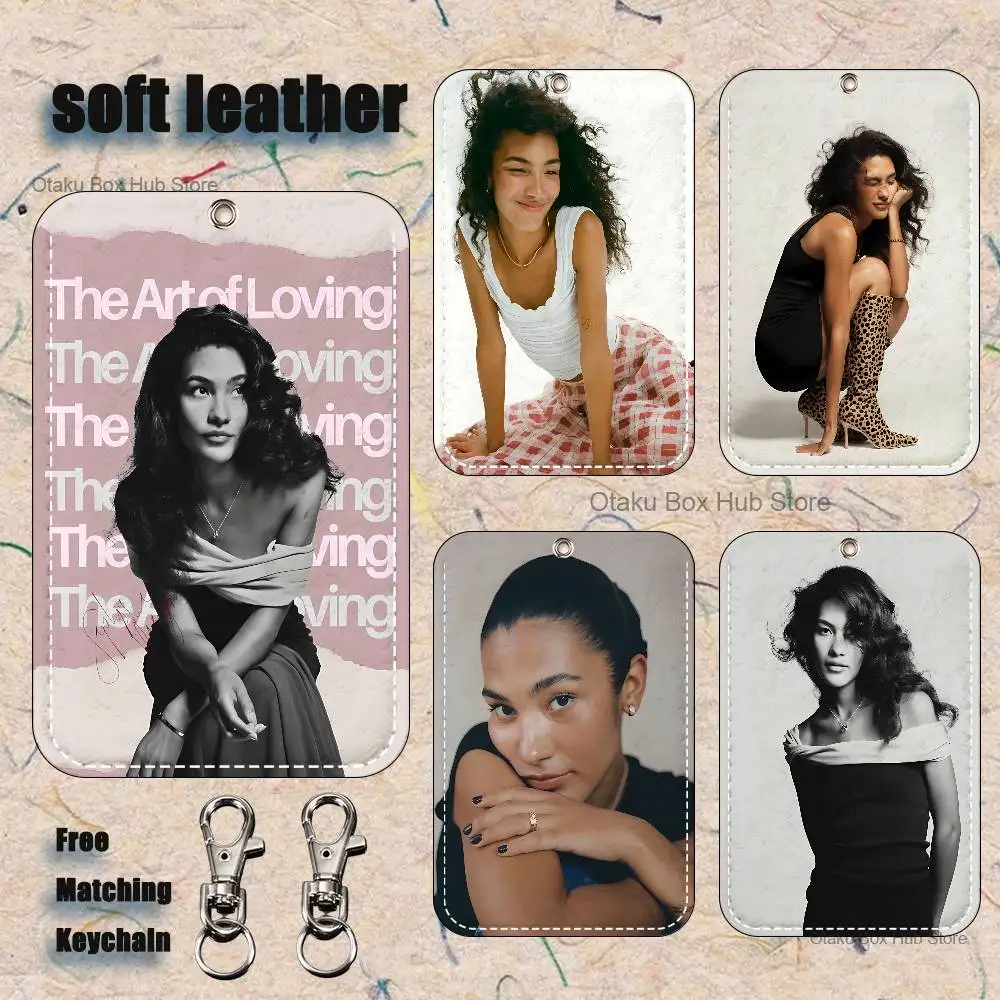 

Singer O-Olivia D-DeanS Pattern 1Pc PU Leather Card Holder Keychain Key Ring Door Lock Access Tags ID Card Case Keychain Card