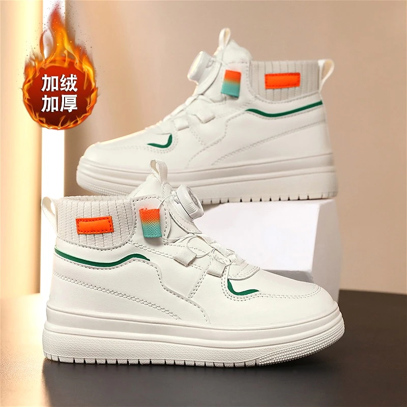 

Winter Childrens Boy Plush Warm High Top Sneakers New Fashion Design Kids Causal Cotton Shoes Size 30-38 Luxury Boys Causal Shoe