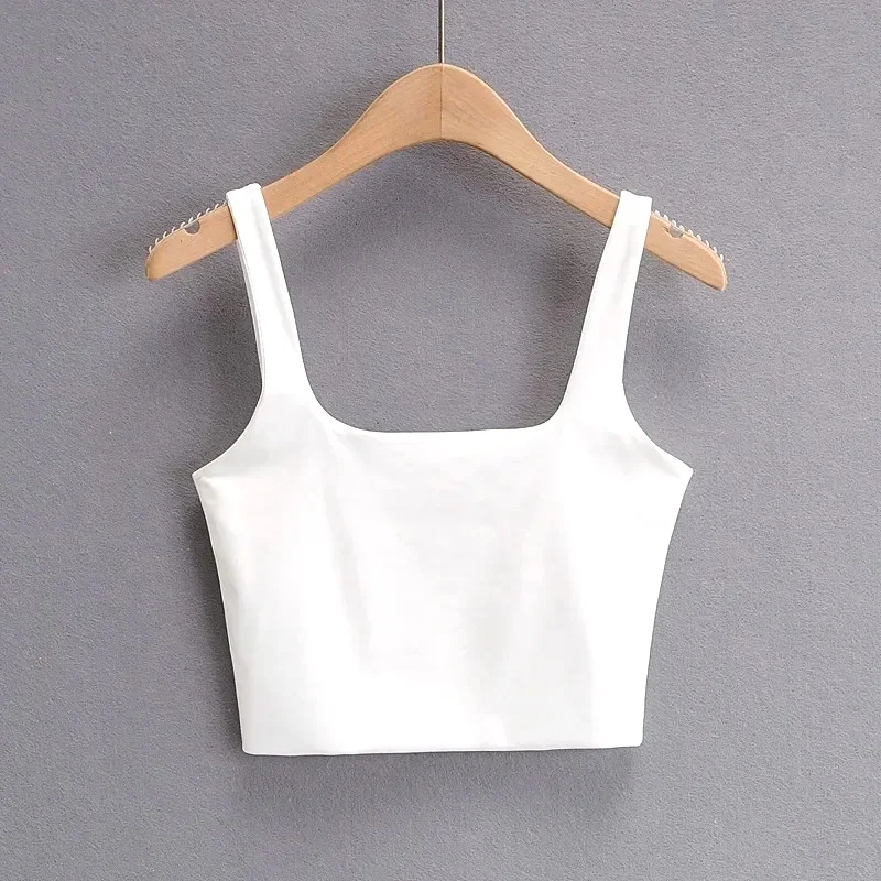

2025 Summer Women Sexy Sleeveless Tops Fashion Short Square Collar Tank Tops 6 Colors
