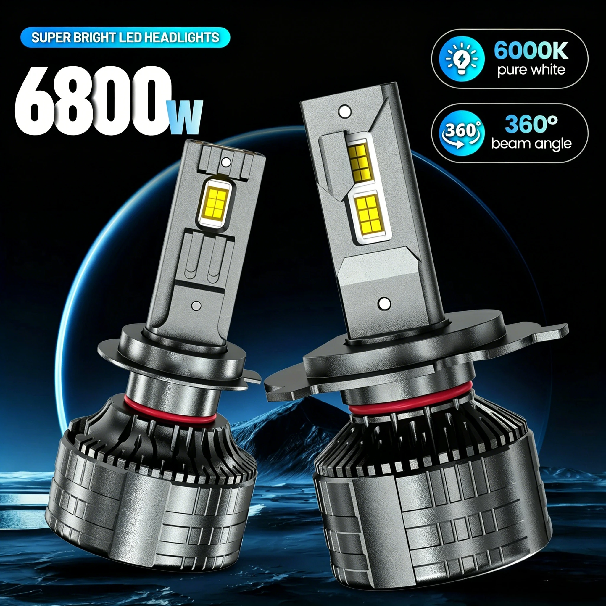 

H7 LED 12800000LM Headlights Canbus 6000K Fog Lamps H1 H4 H11 9012 HIR2 H8 H9 9005 9006 HB3 HB4 High Power 6800W Car Light 12V