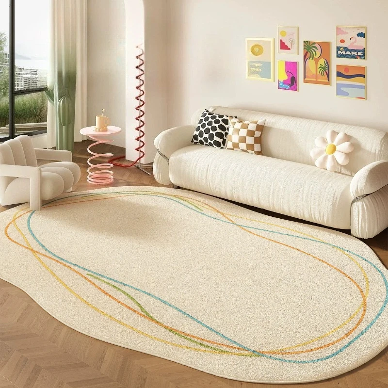 Nordic Cream Simple Style Living Room Sofa Carpet Antiskid Washable Bedroom Irregular Floor Mats Soft Plush Study Decoration Rug